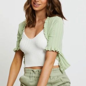 White ribbed crop cami